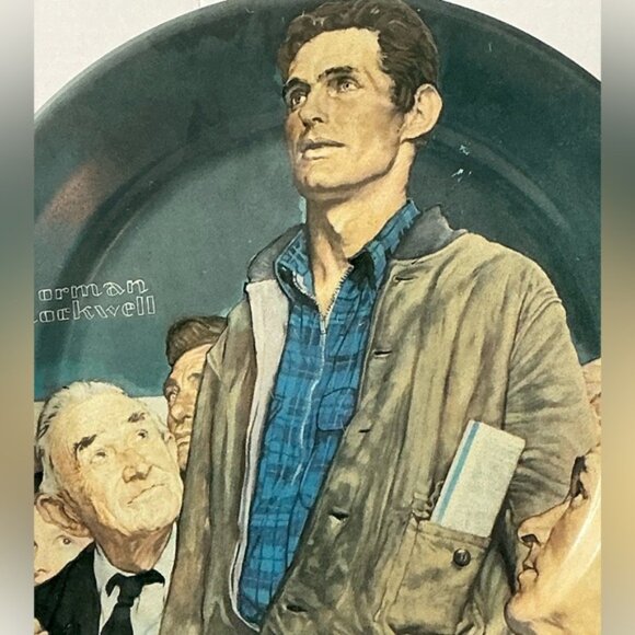 Norman Rockwell Metal Collector Plate Freedom Of Speech Four Freedoms Vintage 80 - Picture 12 of 16